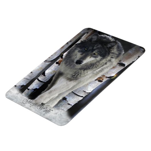 Winter Hout Wolf Wildlife Art Premium Magnet Magneet (Linkerzijde)