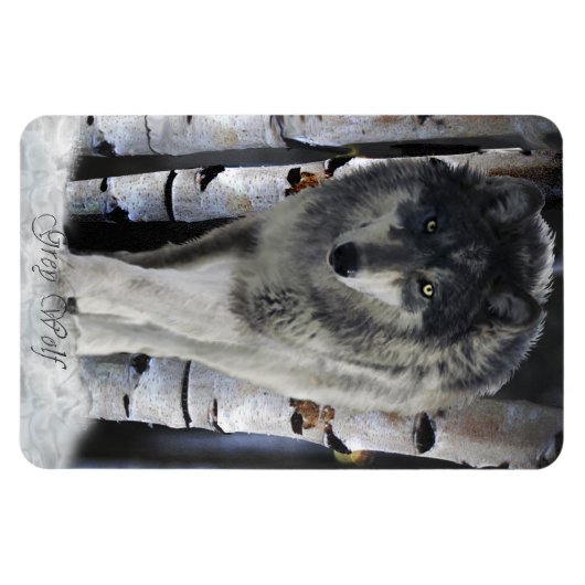 Winter Hout Wolf Wildlife Art Premium Magnet Magneet (Horizontaal)