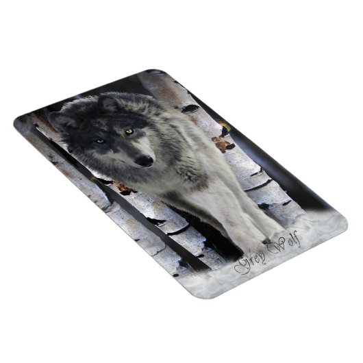 Winter Hout Wolf Wildlife Art Premium Magnet Magneet (Rechterzijde)