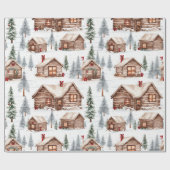 Winter Houten Cabine Kerstmis Cadeaupapier (Vlak)