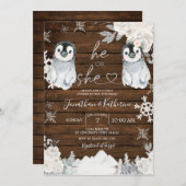 Winter Houten Pinguïn Geslacht Reveal Hij of Zij  Kaart (Voorkant / Achterkant)