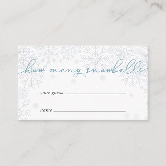 Winter "How Many Snowballs" Guessing Game Card Informatiekaartje (Voorkant)