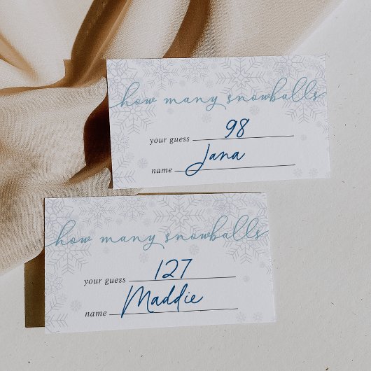 Winter "How Many Snowballs" Guessing Game Card Informatiekaartje