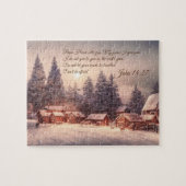 Winter huis bos - Johannes 14:27 Bijbel Verse Legpuzzel (Horizontaal)
