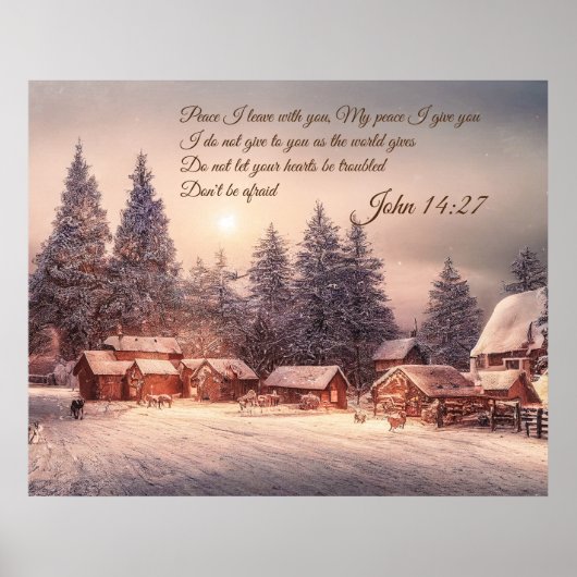 Winter huis bos - Johannes 14:27 Bijbel Verse Poster (Voorkant)