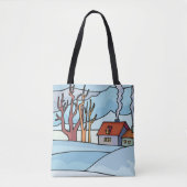 Winter Huis Landschap Tote Bag (Voorkant)
