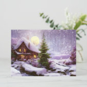 Winter huisje budget feestdagenkaart (Staand voorkant)