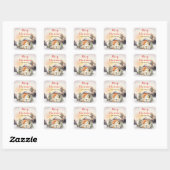 Winter Huisje Vrolijk Kerstfeest Vierkante Sticker (Vel)