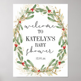 Winter Hulst Baby Shower Welkom Bord Kerstmis Poster