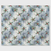 Winter Hulst Kerstmis Cadeaupapier (Vlak)