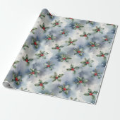 Winter Hulst Kerstmis Cadeaupapier (Uitgerold)