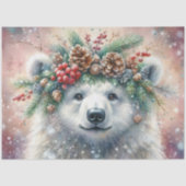Winter Hulst Kroon IJsbeer Decoupage Tissuepapier (Voorkant)