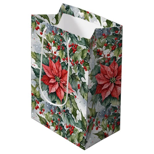 Winter Hulst Medium Cadeauzakje (Voorkant Gekanteld)
