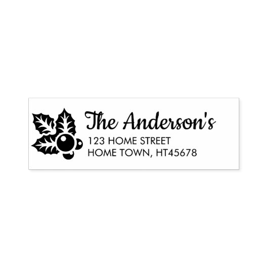 Winter Hulst Naam Retouradres Zelfinktende Stempel (Design)