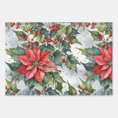 Winter hulst verpakkings papier plat vel set van 3 (Voorkant 3)