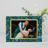 Winter Hulstbessen Getrouwd Kerst Foto Folie Feestdagenkaart (Staand Voorkant)