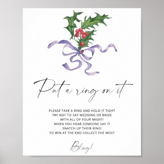 Winter hulstkrans - doe een ring aan het spel post poster (Voorkant)