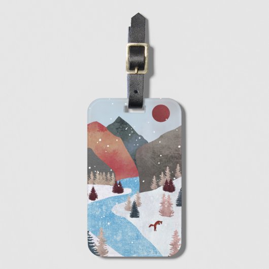 Winter Hunting Fox Bagagelabel (Voorkant (verticaal))