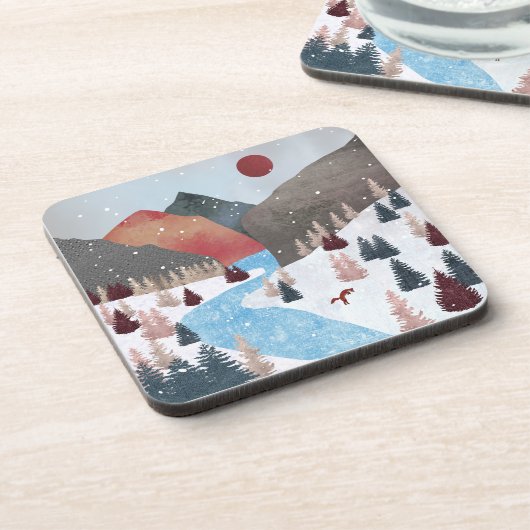 Winter Hunting Fox Bier Onderzetter (Linkerzijde)