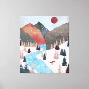 Winter Hunting Fox Canvas Afdruk