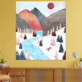 Winter Hunting Fox Canvas Afdruk (Insitu (Woonkamer))