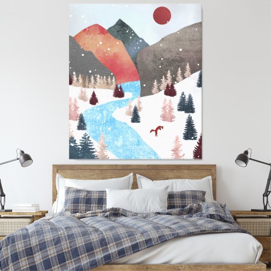 Winter Hunting Fox Canvas Afdruk (Insitu (Slaapkamer))