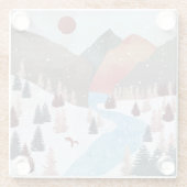 Winter Hunting Fox Glazen Onderzetter (Achterkant)