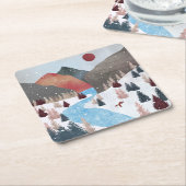 Winter Hunting Fox Kartonnen Onderzetters (Schuin)