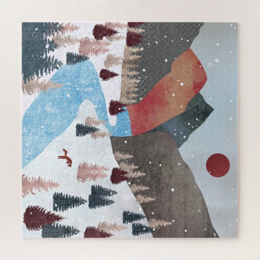 Winter Hunting Fox Legpuzzel (Horizontaal)