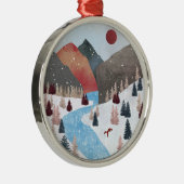 Winter Hunting Fox Metalen Ornament (Rechts)