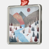 Winter Hunting Fox Metalen Ornament (Links)