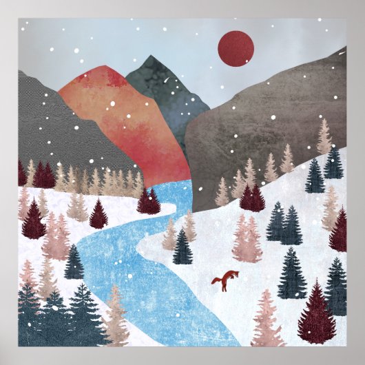 Winter Hunting Fox Poster (Voorkant)