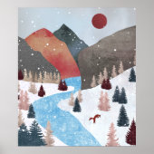 Winter Hunting Fox Poster (Voorkant)