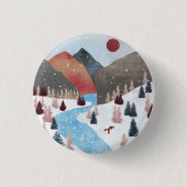 Winter Hunting Fox Ronde Button 3,2 Cm (Voorkant)