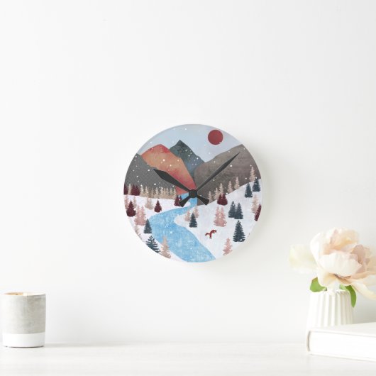 Winter Hunting Fox Ronde Klok (Huis)