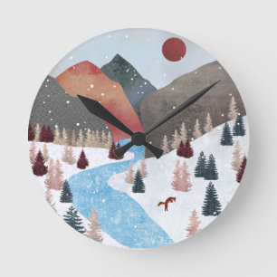 Winter Hunting Fox Ronde Klok