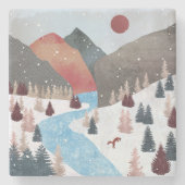 Winter Hunting Fox Stenen Onderzetter (Voorkant)