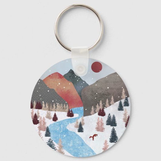 Winter Hunting Fox Trucker Hat Sleutelhanger (Voorkant)