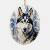 Winter Husky Keramisch Ornament (Rechts)