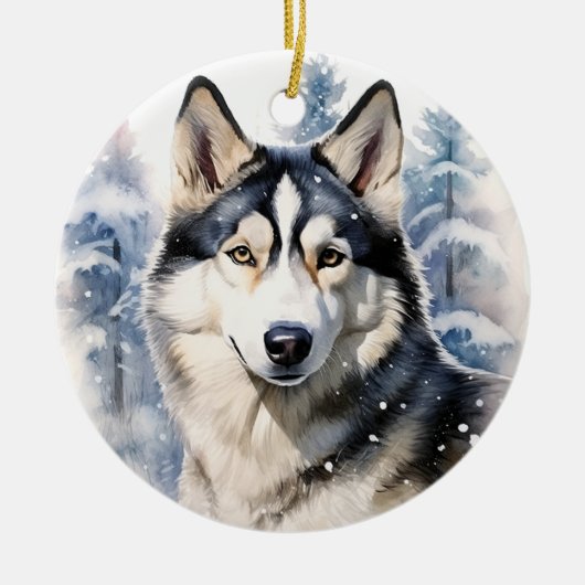 Winter Husky Keramisch Ornament (Voorkant)