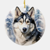 Winter Husky Keramisch Ornament (Achterkant)