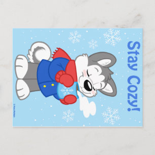 Winter husky postcard briefkaart