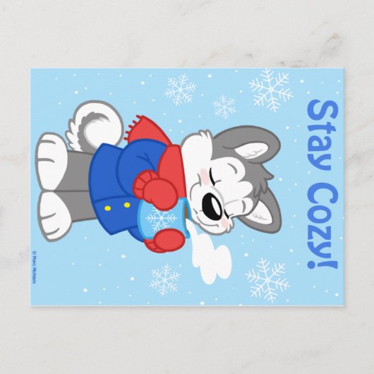 Winter husky postcard briefkaart (Voorkant)