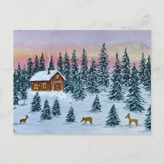 Winter Hut Wenskaart Briefkaart