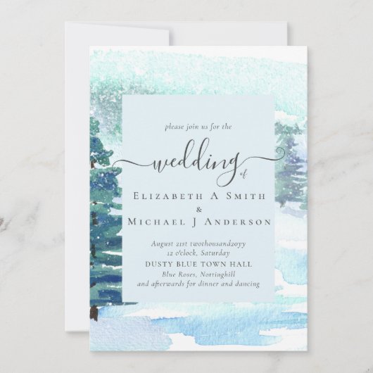 Winter Huwelijk Berg Dennenbomen Sneeuw (Voorkant)