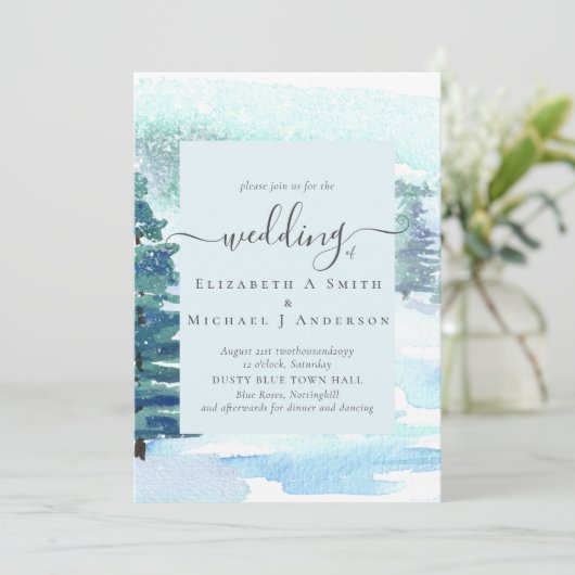 Winter Huwelijk Berg Dennenbomen Sneeuw (Staand voorkant)