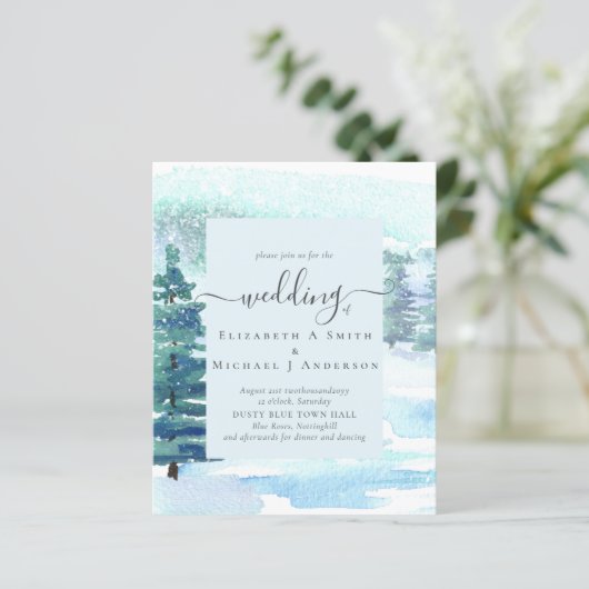 Winter Huwelijk Berg Dennenbomen Sneeuw (Staand voorkant)