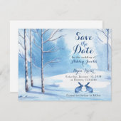 Winter Huwelijk Datum Besparen Bomen Konijnen Save The Date (Voorkant / Achterkant)