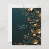 Winter Huwelijk Denneappels met Gouden Dennenaalde RSVP Kaartje (Voorkant)