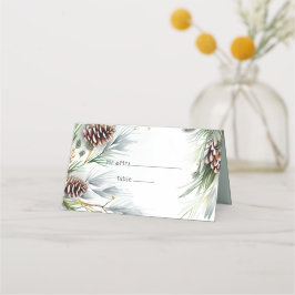 Winter Huwelijk Dennenkegels Sneeuw Dennentakken   Plaatskaartje